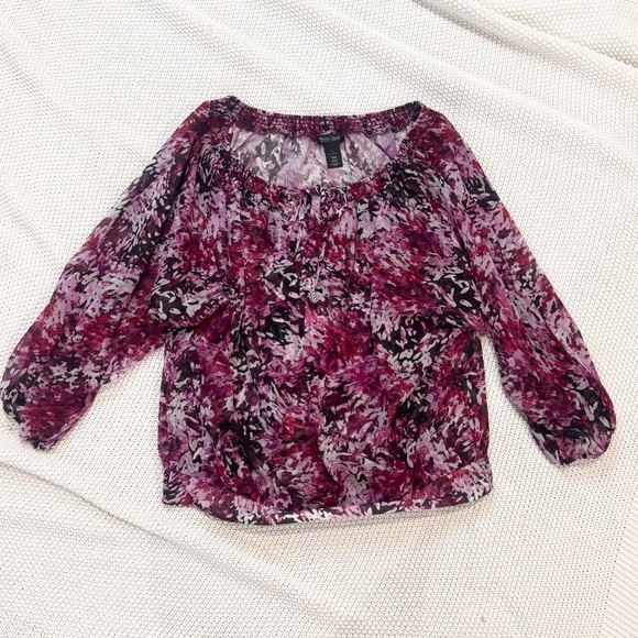 White House Black Market Multicolor Floral Blouse - Picture 2 of 7